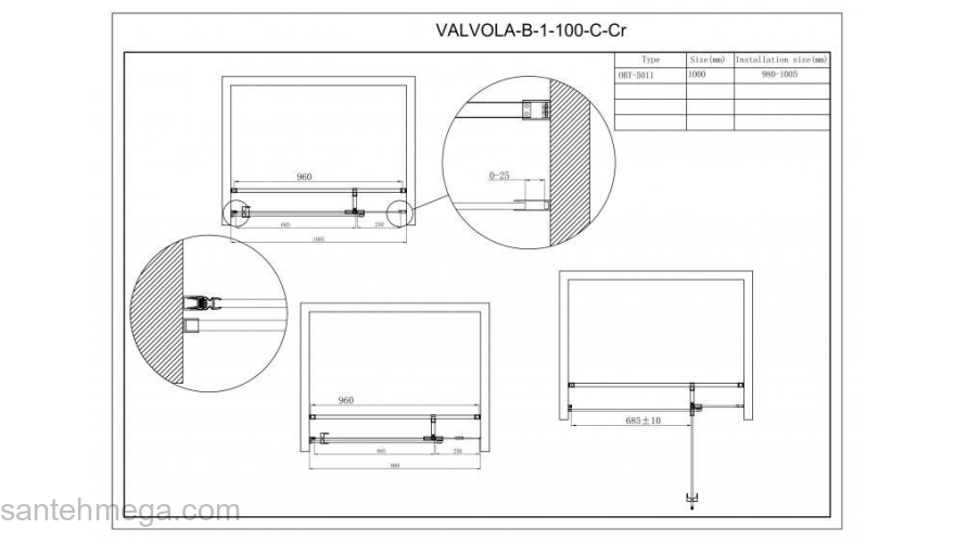 Душевая дверь CEZARES Valvola VALVOLA-B-1-100-C-Cr. Фото