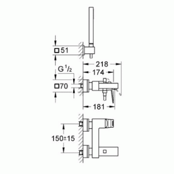 Cмеситель для ванны GROHE Eurocube 23141000. Фото