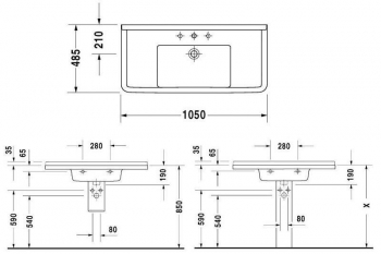 Раковина подвесная DURAVIT STARCK 3 105х49 0304100000. Фото