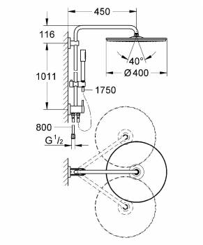 GROHE 27175000 Rainshower Душевая система Jumbo с переключателем, настенный монтаж. Фото