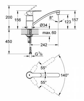 Смеситель для мойки GROHE Eurostyle Cosmopolitan 33977002. Фото