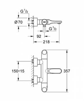 Термостатический смеситель для ванны GROHE Veris 34327LS0. Фото