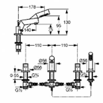 Смеситель для ванны KLUDI New Waves 574240530. Фото