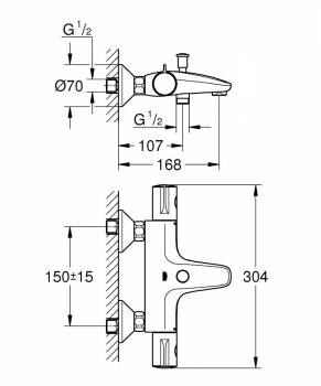 Термостатический смеситель для ванны GROHE Grohtherm 800 34567000. Фото