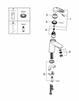 Смеситель для раковины GROHE Eurostyle 32468003. Фото