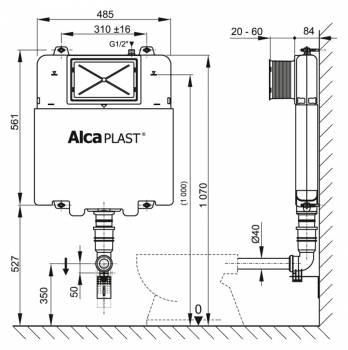 Бачок скрытого монтажа ALCAPLAST A112 Basicmodul. Фото