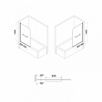 Шторка на ванну IDDIS Ray 90х140 RAY6CS9i90. Фото