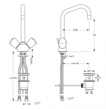 Смеситель для раковины VIDIMA Seva Trio BA103AA. Фото