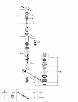 GROHE 32109DC1 Lineare New Смеситель однорычажный для раковины, размер XS. Фото