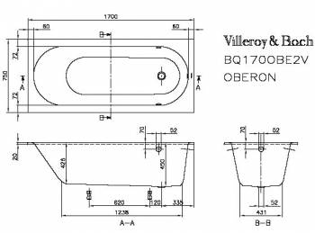 Ванна Villeroy&Boch Oberon BQ180OBE2V-01 180х80. Фото