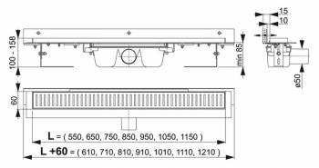 Водоотводящий желоб ALCAPLAST Flexible APZ4-550. Фото