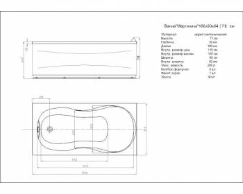 Ванна АКВАТЕК Мартиника 180х90 с гидромассажем. Фото