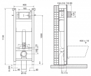 Инсталляция для подвесного унитаза BelBagno BB004-40 EXPERT. Фото