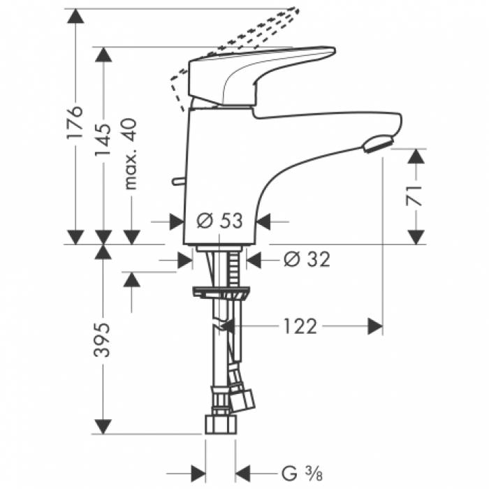 Смеситель для раковины HANSGROHE Metropol E 14070000. Фото