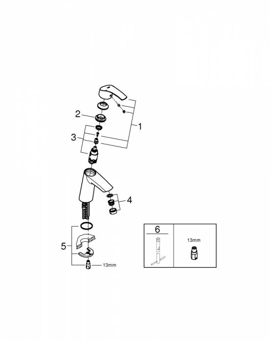 Смеситель для раковины GROHE Eurosmart 23324001. Фото