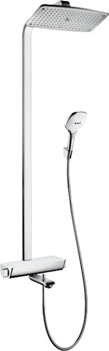 Душевая стойка Hansgrohe Raindance Select Showerpipe хром/белая полочка 360 27113400. Фото