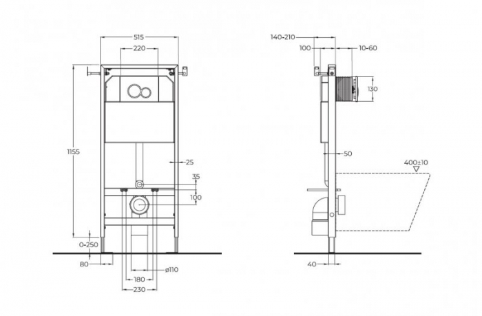 Инсталляция для подвесного унитаза BelBagno BB097SET.R.CR клавиша хром глянцевый. Фото