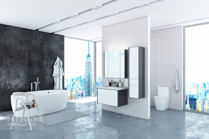 Зеркальный шкаф ROCA Ronda 70 белый глянец/антрацит ZRU9302969. Фото