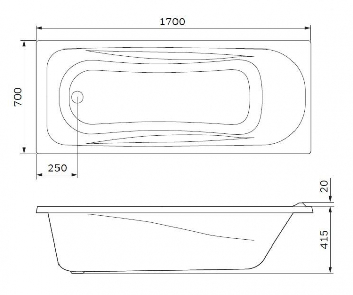 Ванна акриловая 170х70 см AM.PM Sense W76A-170-070W-A. Фото