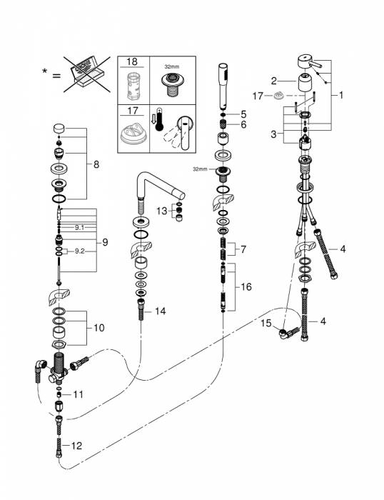 Cмеситель для ванны GROHE Concetto New 19576001. Фото