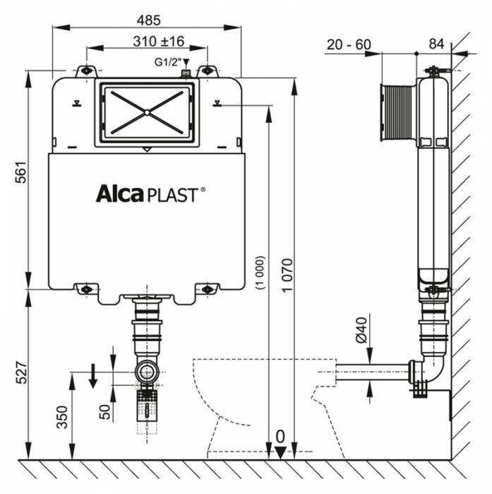 Бачок скрытого монтажа ALCAPLAST A112 Basicmodul. Фото