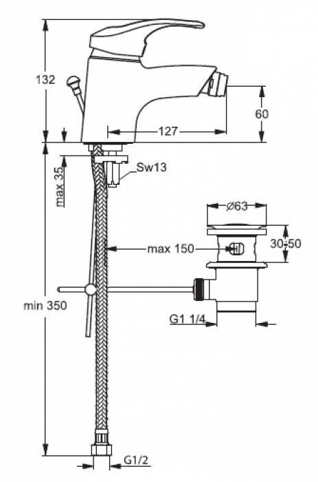 Смеситель для биде VIDIMA Seva Mix BA055AA. Фото