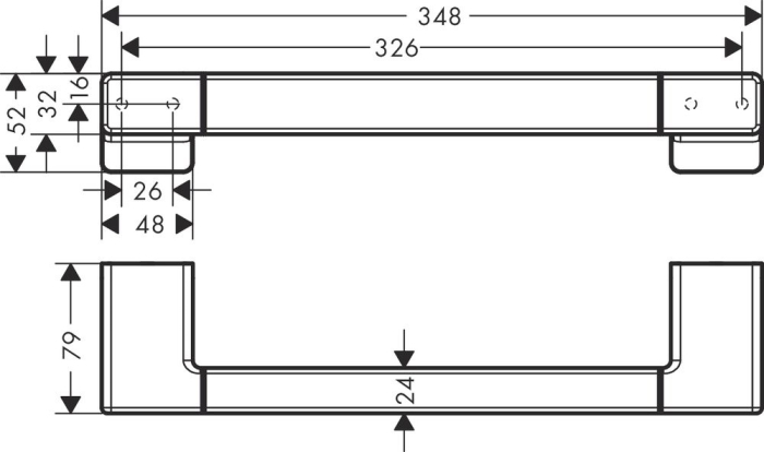 Поручень AddStoris Hansgrohe 41744670, матовый черный для ванной комнаты. Фото