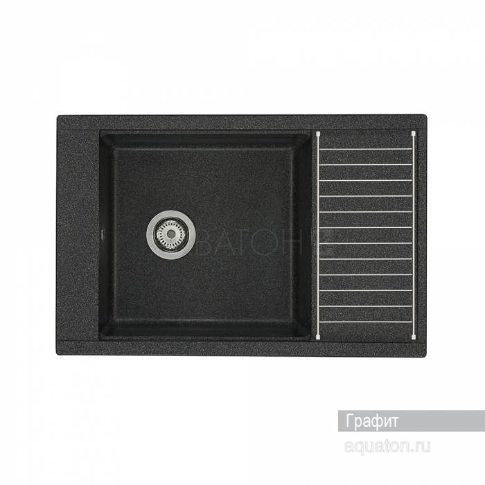 Мойка для кухни Акватон Делия 78 прямоугольная с крылом графит 1A715132DE210. Фото