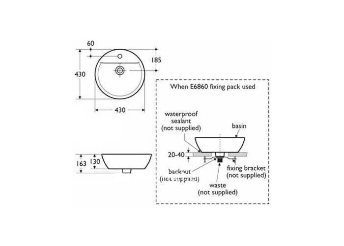 Раковина-чаша IDEAL STANDARD Connect Sphere 43х43 E804001. Фото