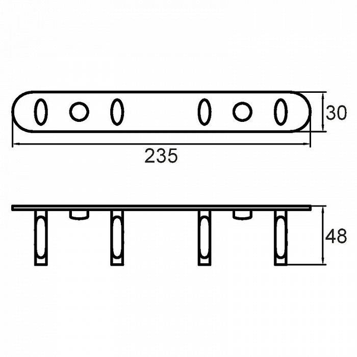 Планка с крючками четверная сплав металлов Milardo 004SM40M41 для ванной комнаты. Фото