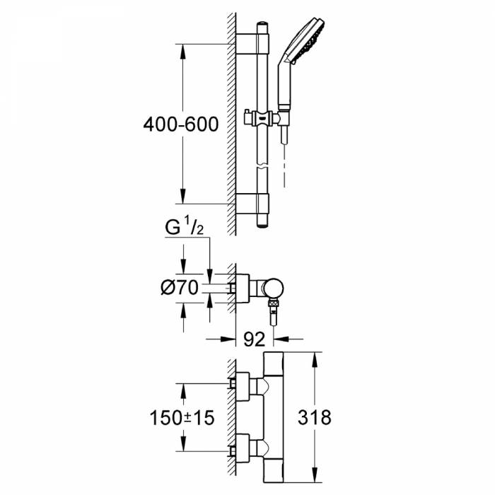 Смеситель термостатический для душа GROHE Grohtherm 3000 Cosmopolitan 34275000. Фото