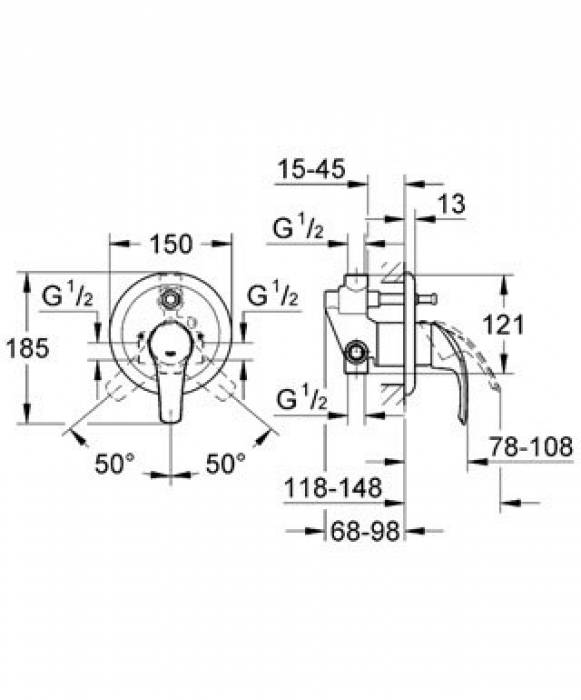 Смеситель для душа GROHE Eurosmart 33305001 (внешняя часть). Фото
