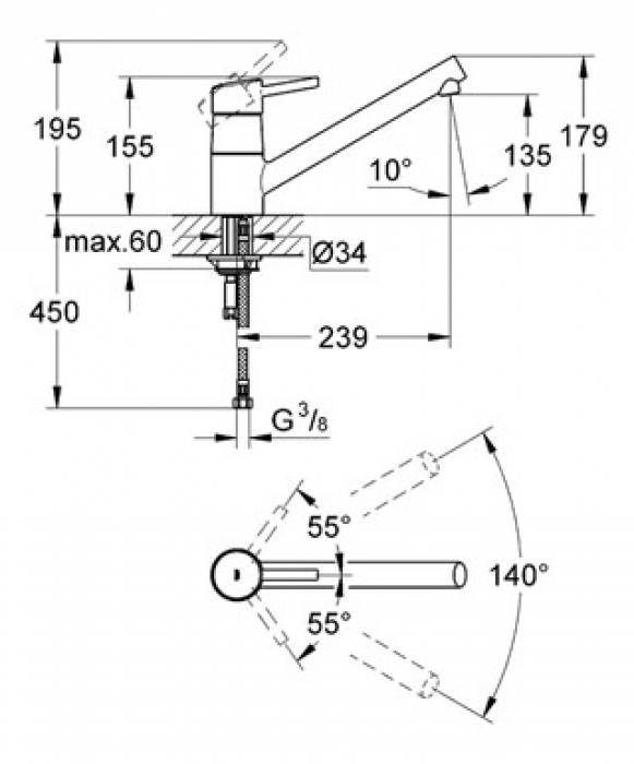 Смеситель для мойки GROHE Concetto New 32659DC1. Фото