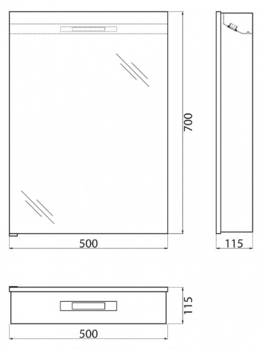 Зеркальный шкаф BELBAGNO 50х70 SPC-1A-DL-BL-500