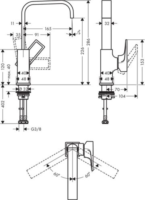 Смеситель для раковины Hansgrohe Metropol 230 74511000. Фото