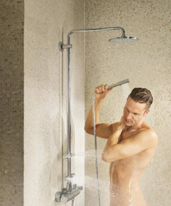 GROHE 27374000 Rainshower Sena 210 Душевая система с термостатом, боковыми душами, ручным душем. Фото