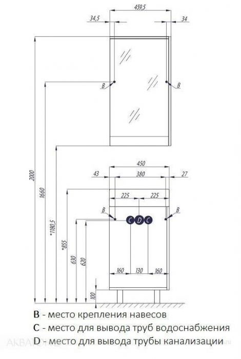 Зеркальный шкаф Акватон Эмма 1A221802EAD80. Фото