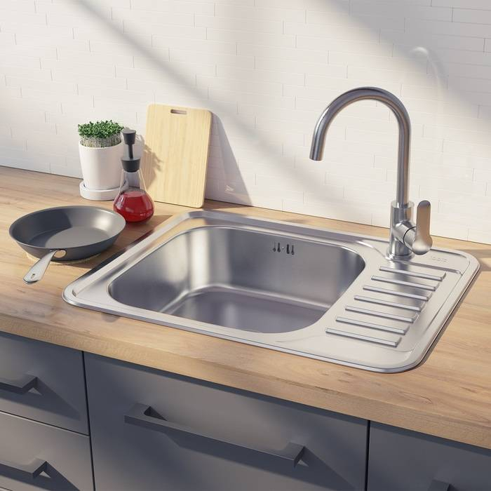 Мойка нержавеющая сталь сатин чаша слева 650*500 Basic IDDIS BAS65SLi77. Фото