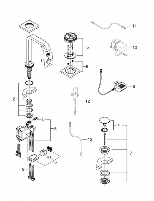 Смеситель для раковины GROHE Allure F-Digital 36342000. Фото