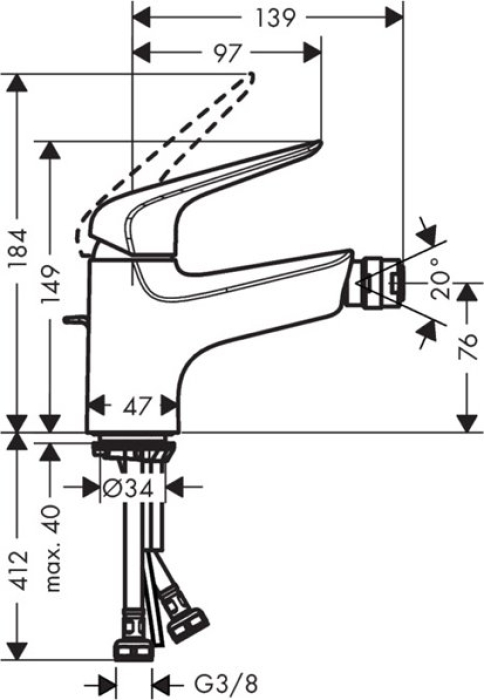 Смеситель для биде Hansgrohe Novus Loop 70 71233000. Фото