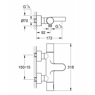 Термостатический смеситель для ванны GROHE Grohtherm 3000 34276000. Фото